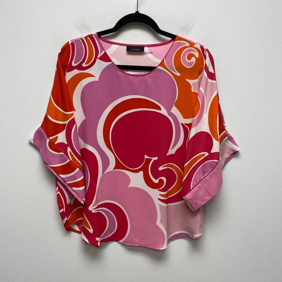 Natori Pink Floral Solstice Print Round Neck Lightweight Dolman Sleeve Blouse M - Picture 1 of 8
